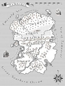 Map of Tamnarae fantasy continent for Marie Elrich