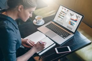 Young woman e-learning